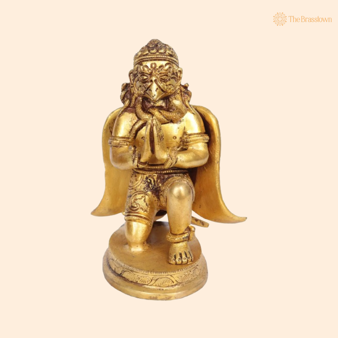 Handcrafted Brass Garuda Idol – The Divine Vehicle of Lord Vishnu 6 Inch