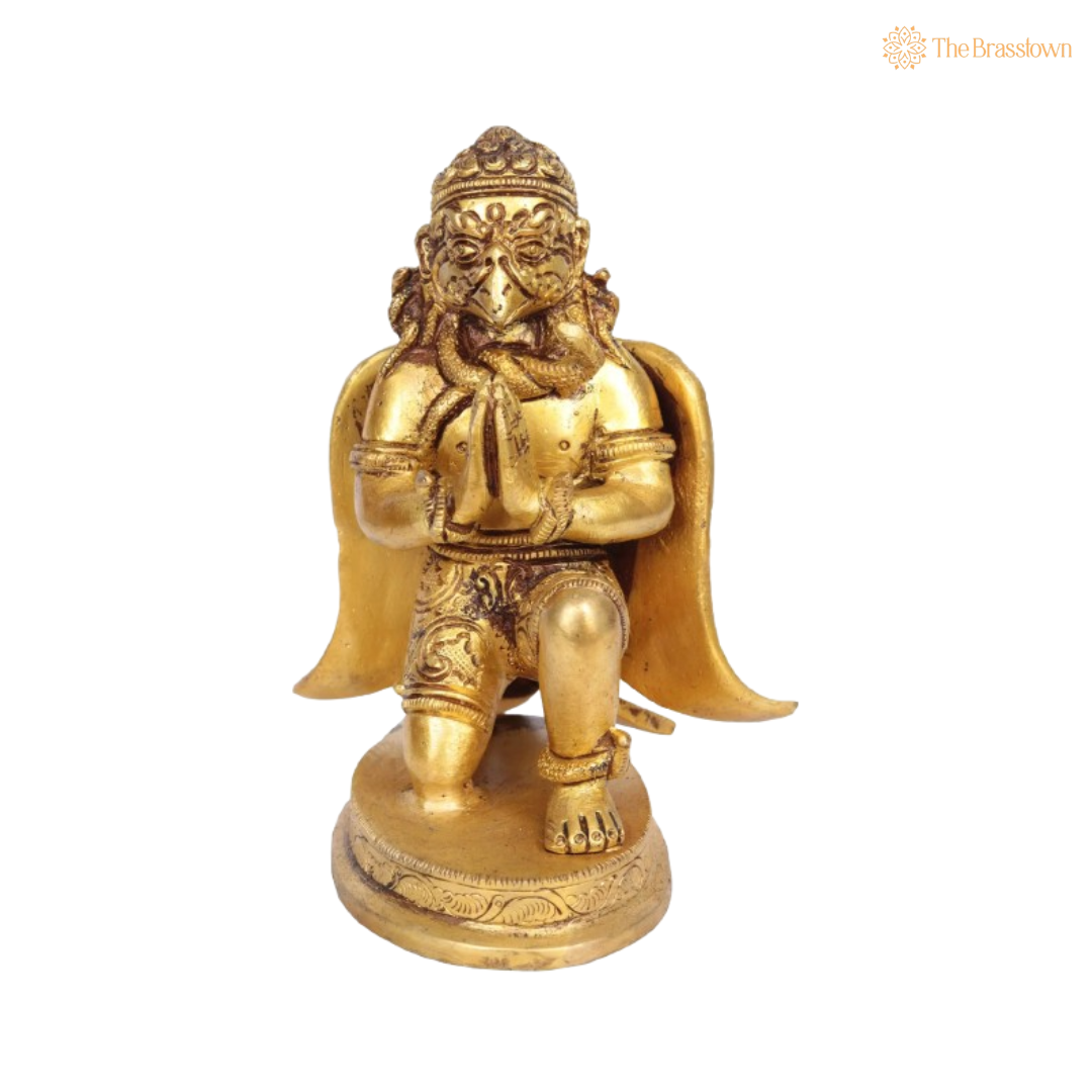 Handcrafted Brass Garuda Idol – The Divine Vehicle of Lord Vishnu 6 Inch
