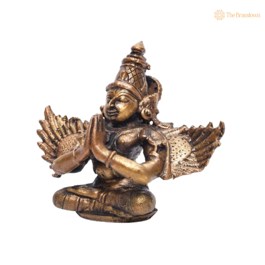 Handcrafted Brass Garuda Murti in Anjali Mudra 4 Inch