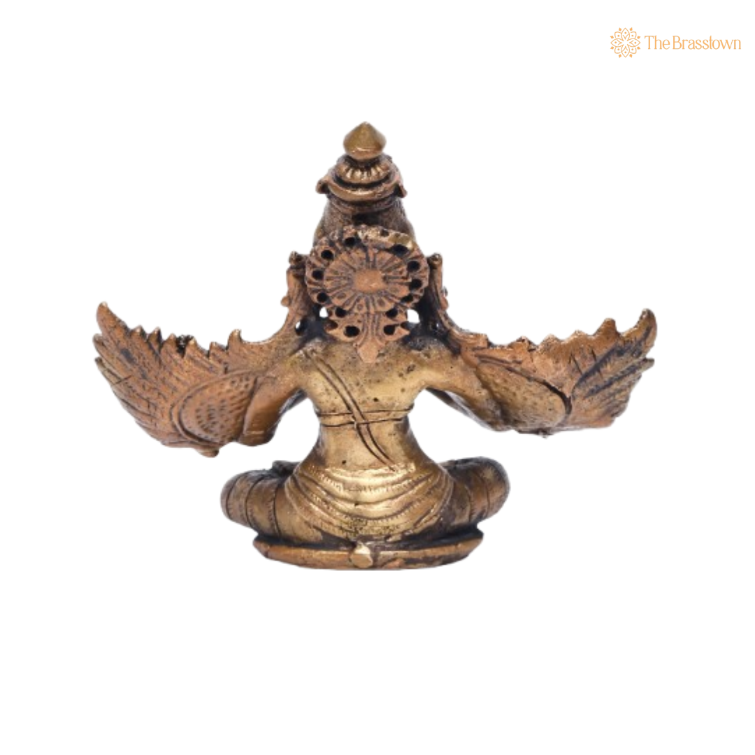 Handcrafted Brass Garuda Murti in Anjali Mudra 4 Inch