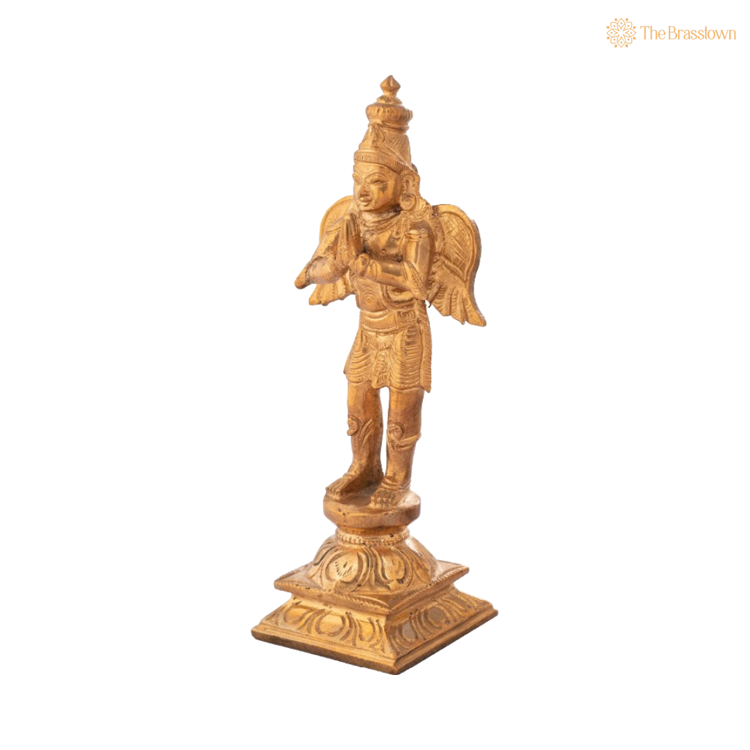 Handcrafted Brass Garuda Statue – The Divine Protector of Lord Vishnu 6.5 Inch