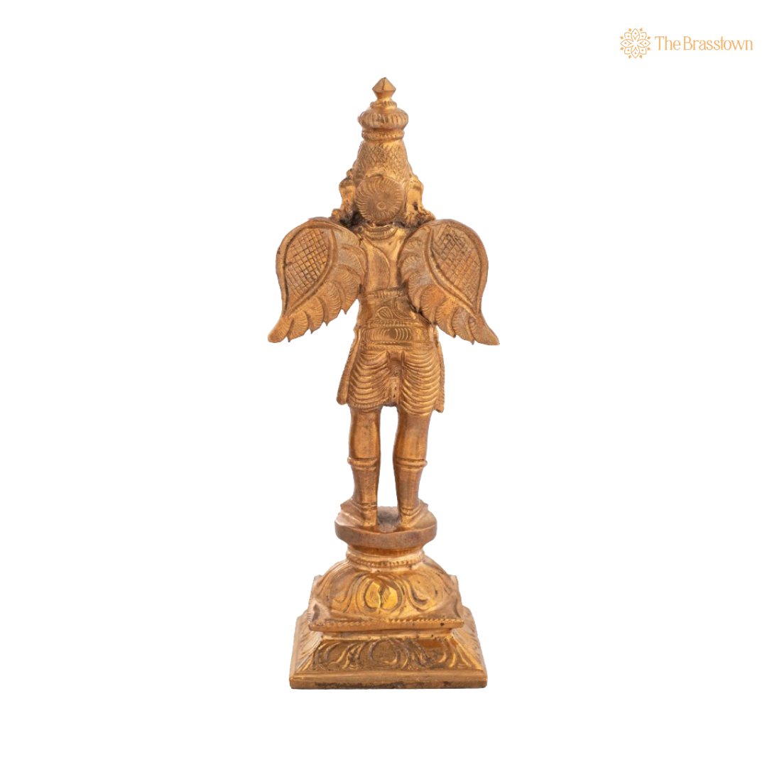 Handcrafted Brass Garuda Statue – The Divine Protector of Lord Vishnu 6.5 Inch