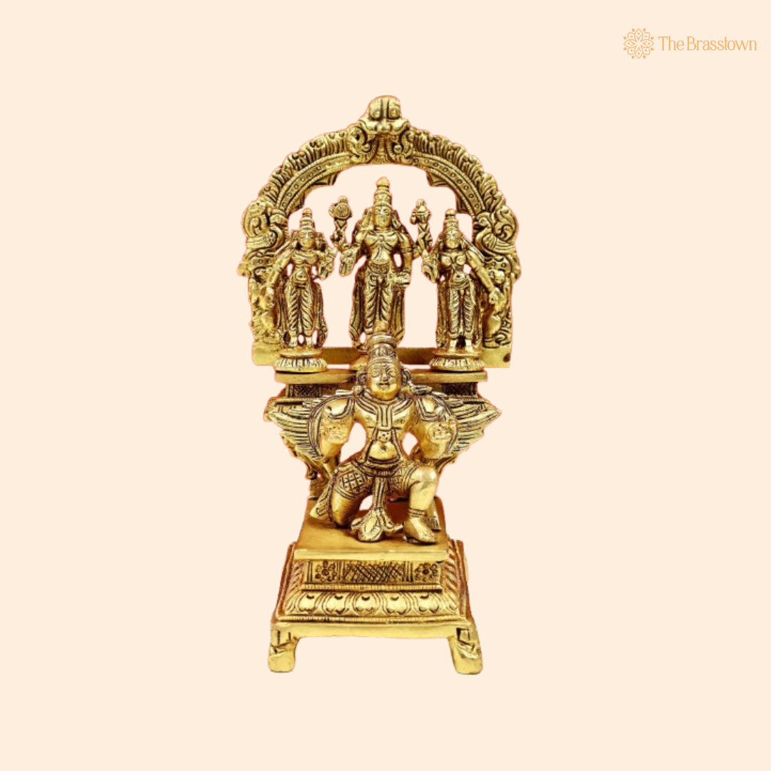 Handcrafted Brass Garuda Vishnu Parivar Idol 6 Inch