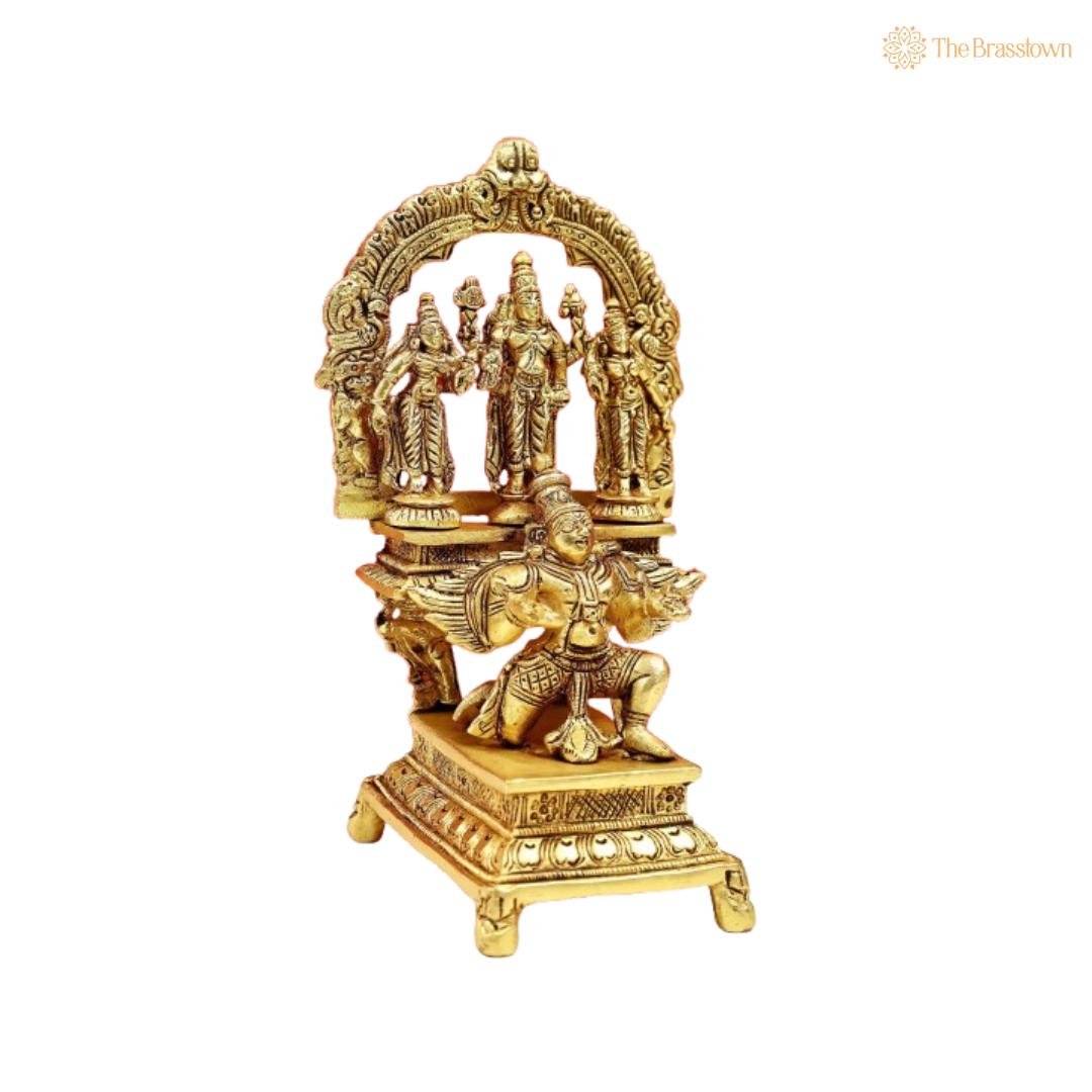 Handcrafted Brass Garuda Vishnu Parivar Idol 6 Inch