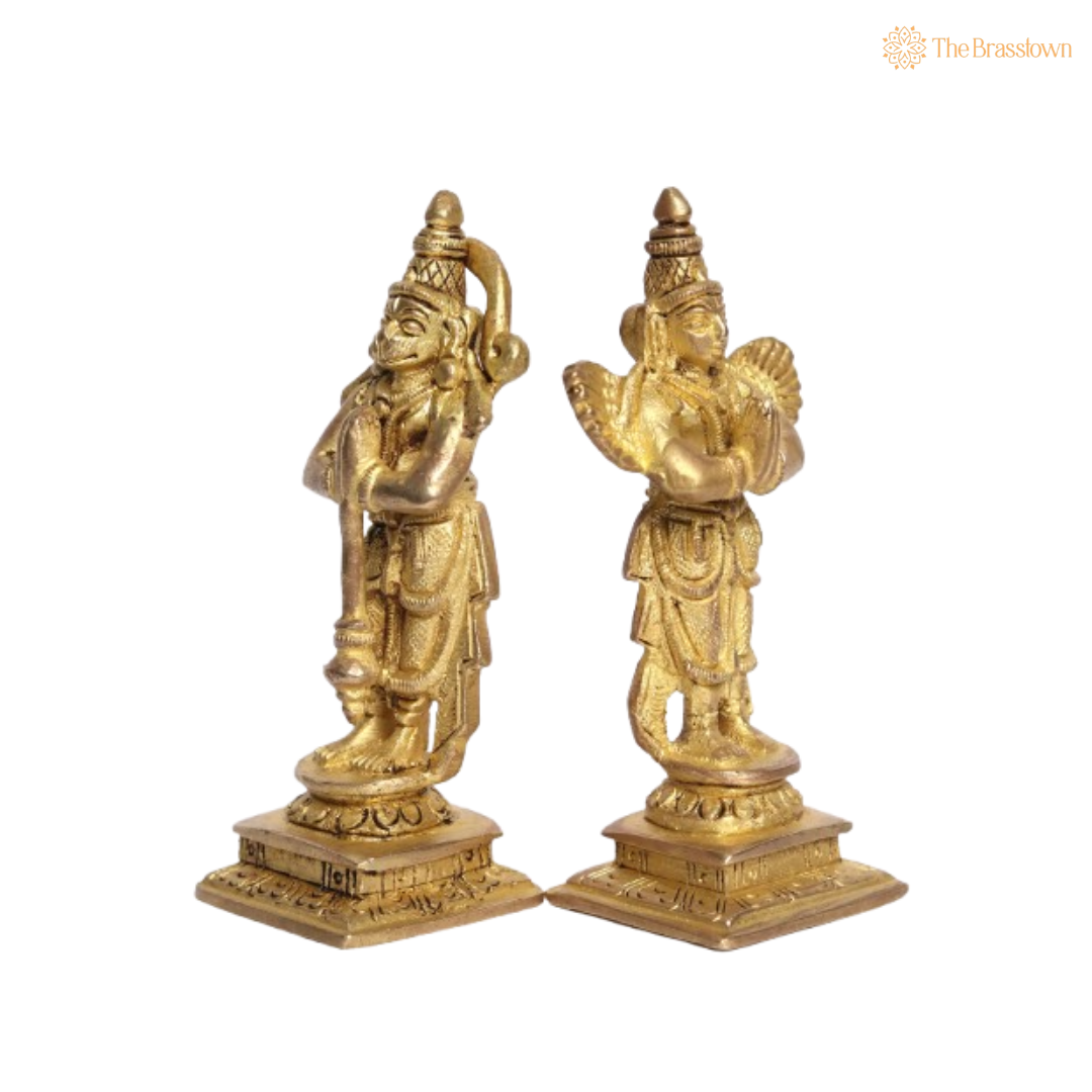 Handcrafted Brass Garuda & Dwarapalaka Statues 4 Inch