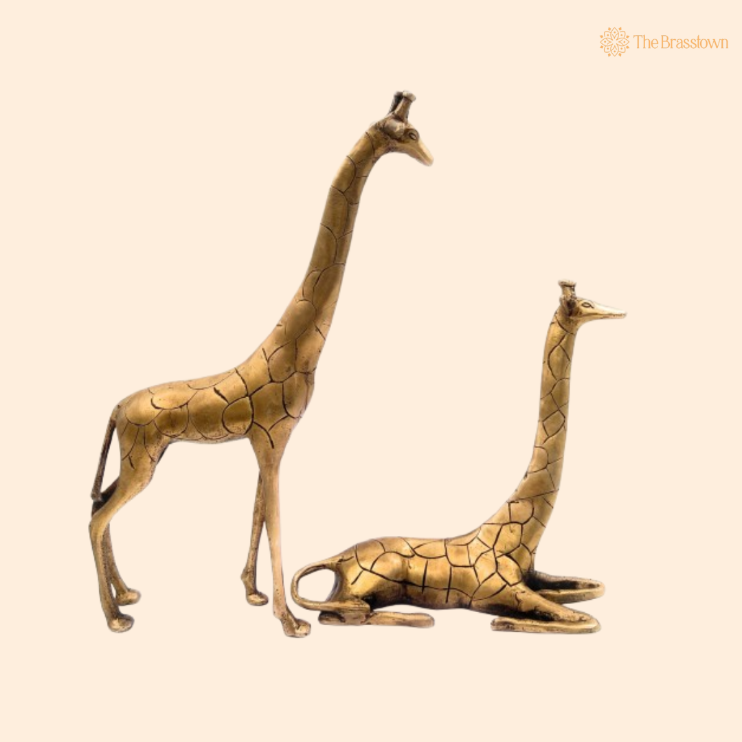 Handcrafted Brass Giraffe Pair 15 Inch