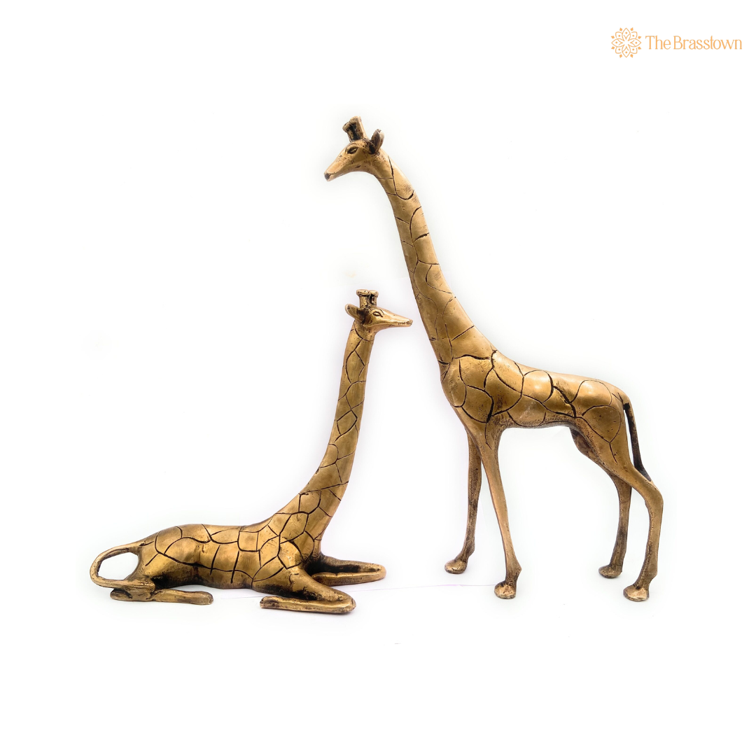 Handcrafted Brass Giraffe Pair 15 Inch