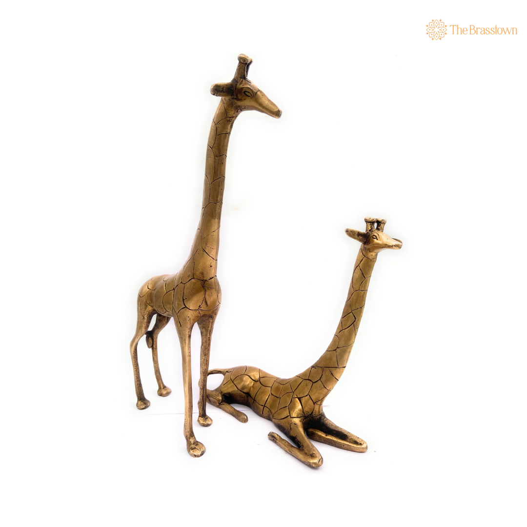 Handcrafted Brass Giraffe Pair 15 Inch