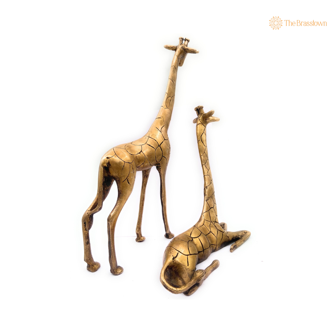 Handcrafted Brass Giraffe Pair 15 Inch