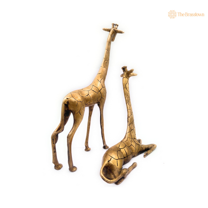 Handcrafted Brass Giraffe Pair 15 Inch