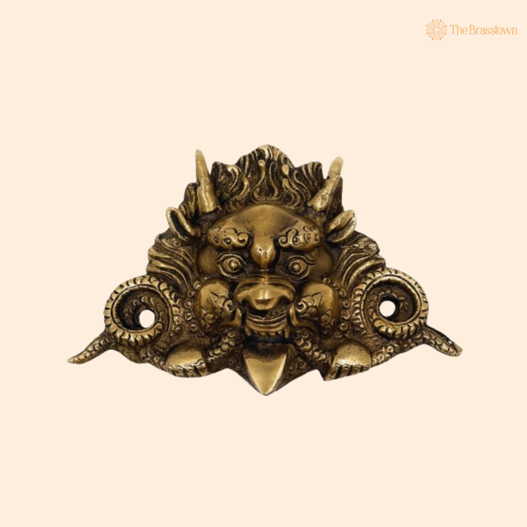 Handcrafted Brass Guardian Lion Mask Wall Décor 5 Inch