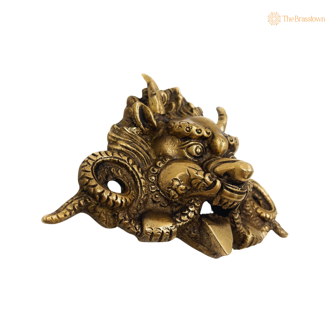 Handcrafted Brass Guardian Lion Mask Wall Décor 5 Inch