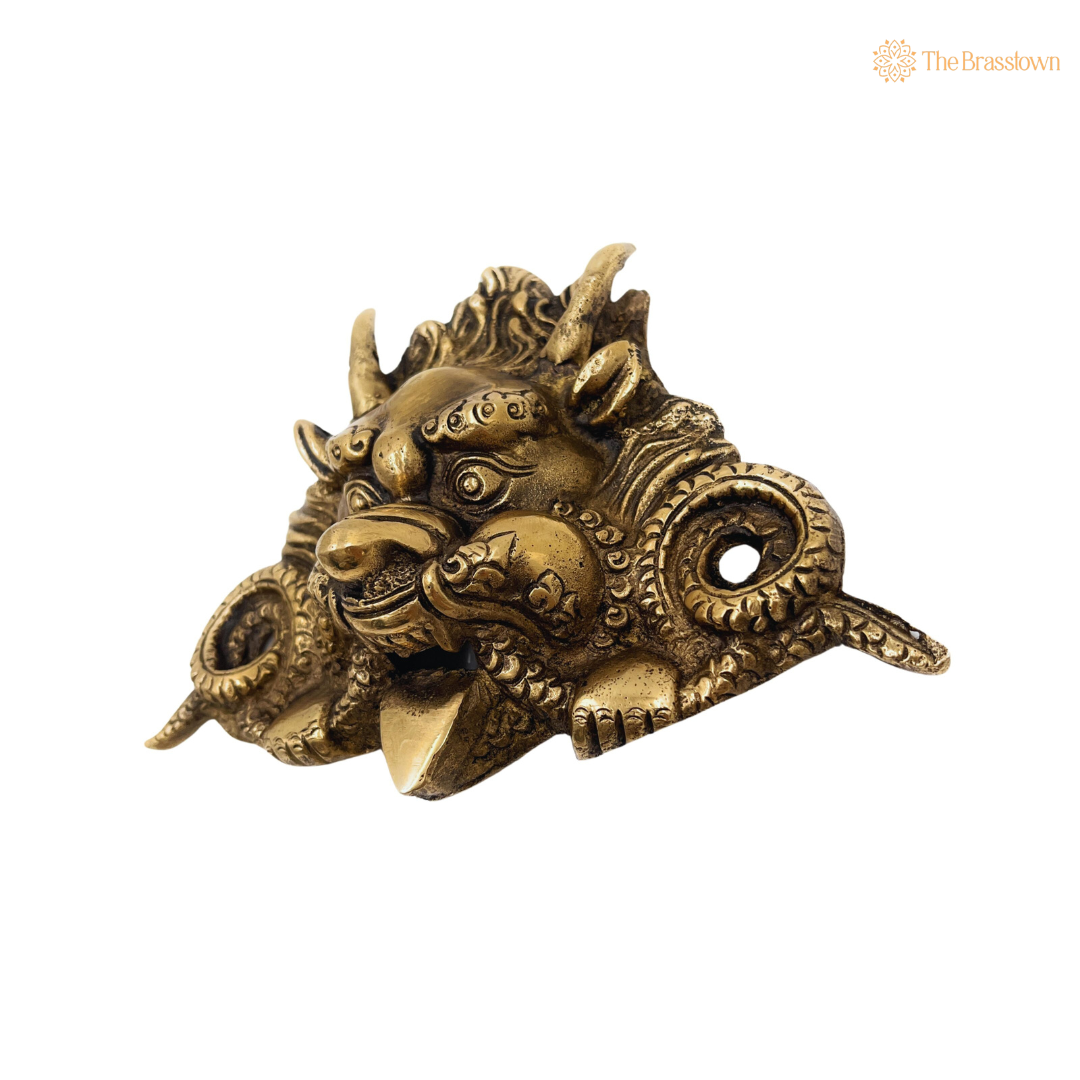 Handcrafted Brass Guardian Lion Mask Wall Décor 5 Inch