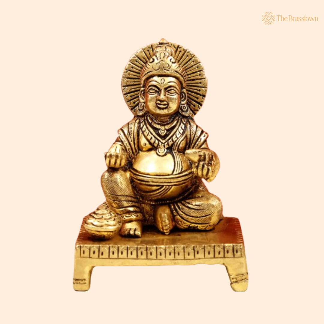 Handcrafted Brass Kubera Idol – The Guardian of Wealth and Prosperity 5 Inch