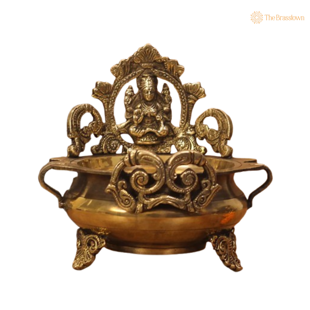 Handcrafted Brass Lakshmi Uruli with Arch 7 Inch