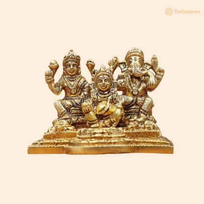 Handcrafted Brass Lakshmi, Ganesha, and Kubera Idol – A Divine Trio 2 Inch