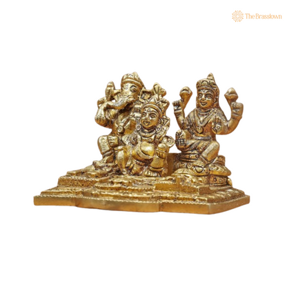 Handcrafted Brass Lakshmi, Ganesha, and Kubera Idol – A Divine Trio 2 Inch