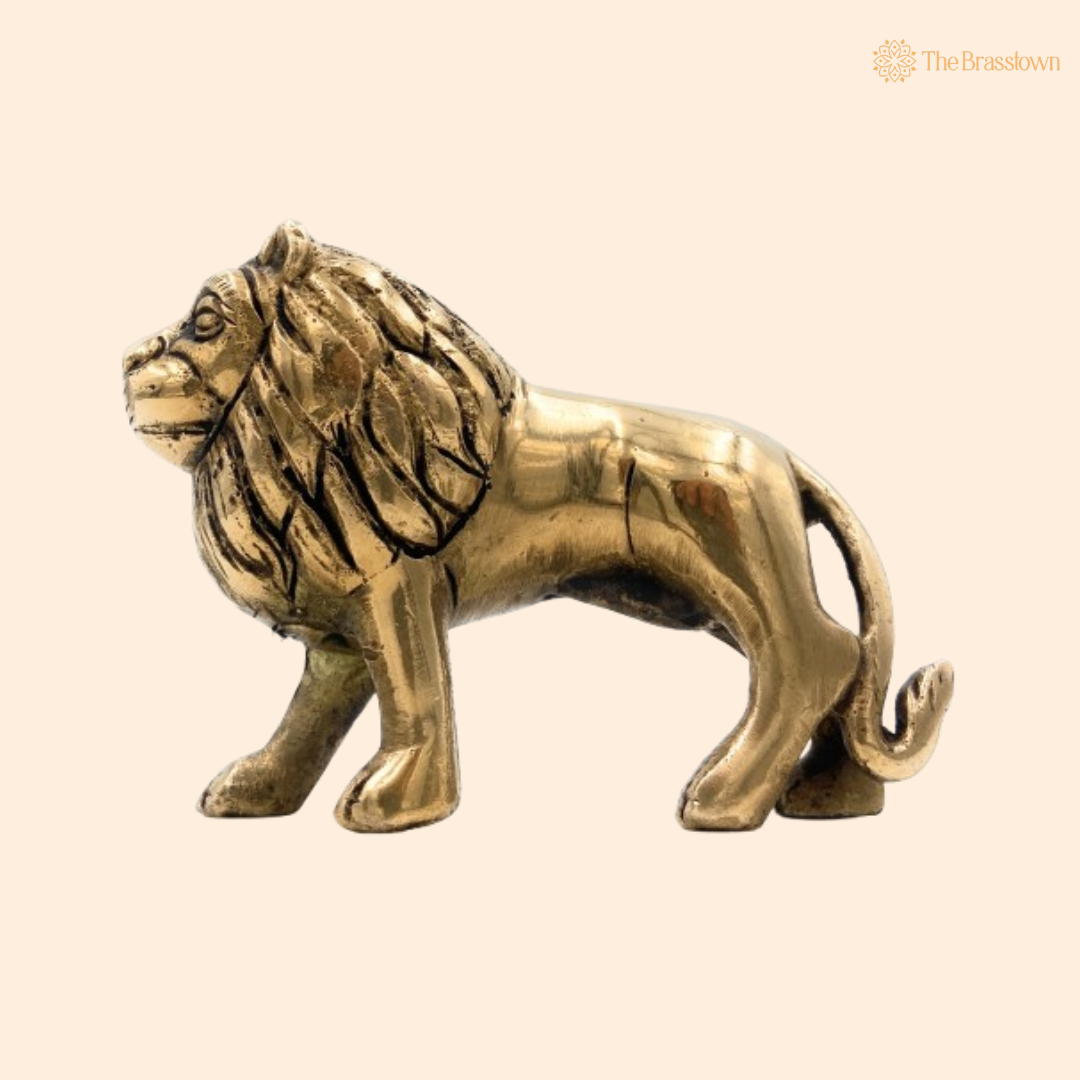 Handcrafted Brass Lion Figurine 3 Inch