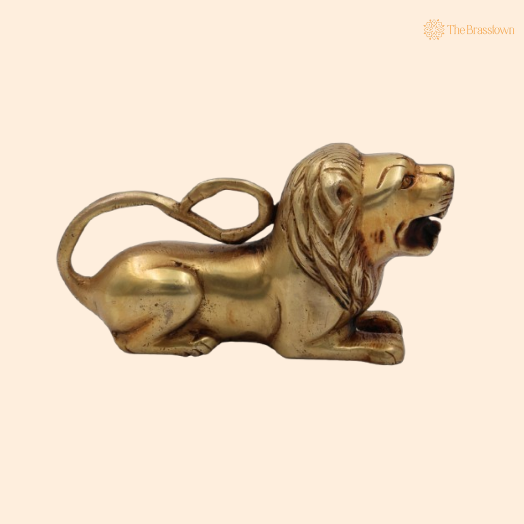 Handcrafted Brass Lion Figurine 3 Inch