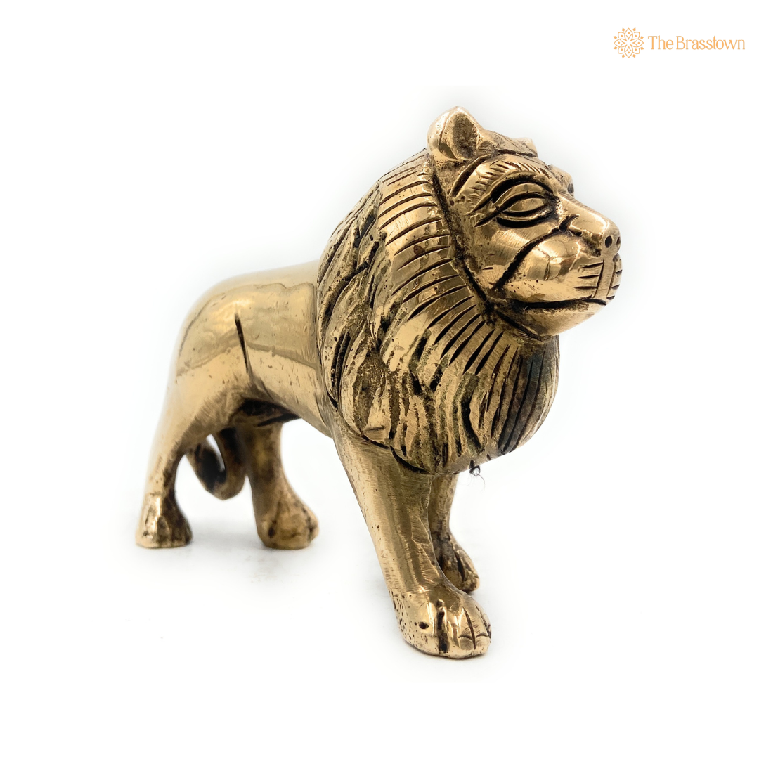 Handcrafted Brass Lion Figurine 3 Inch