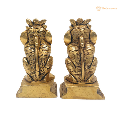 Handcrafted Brass Lion Statues (Pair) 3.5 Inch