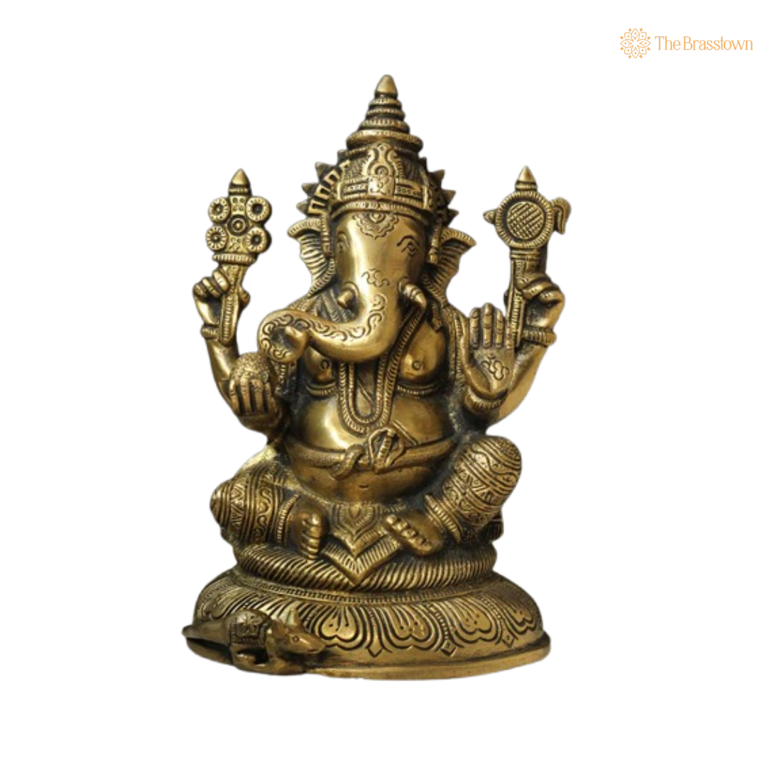 Handcrafted Brass Lord Ganesha Idol 8 Inch