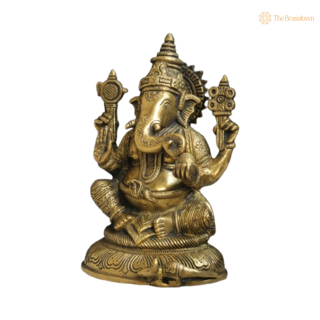 Handcrafted Brass Lord Ganesha Idol 8 Inch