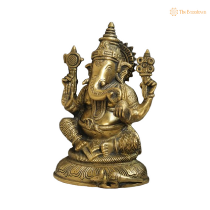 Handcrafted Brass Lord Ganesha Idol 8 Inch