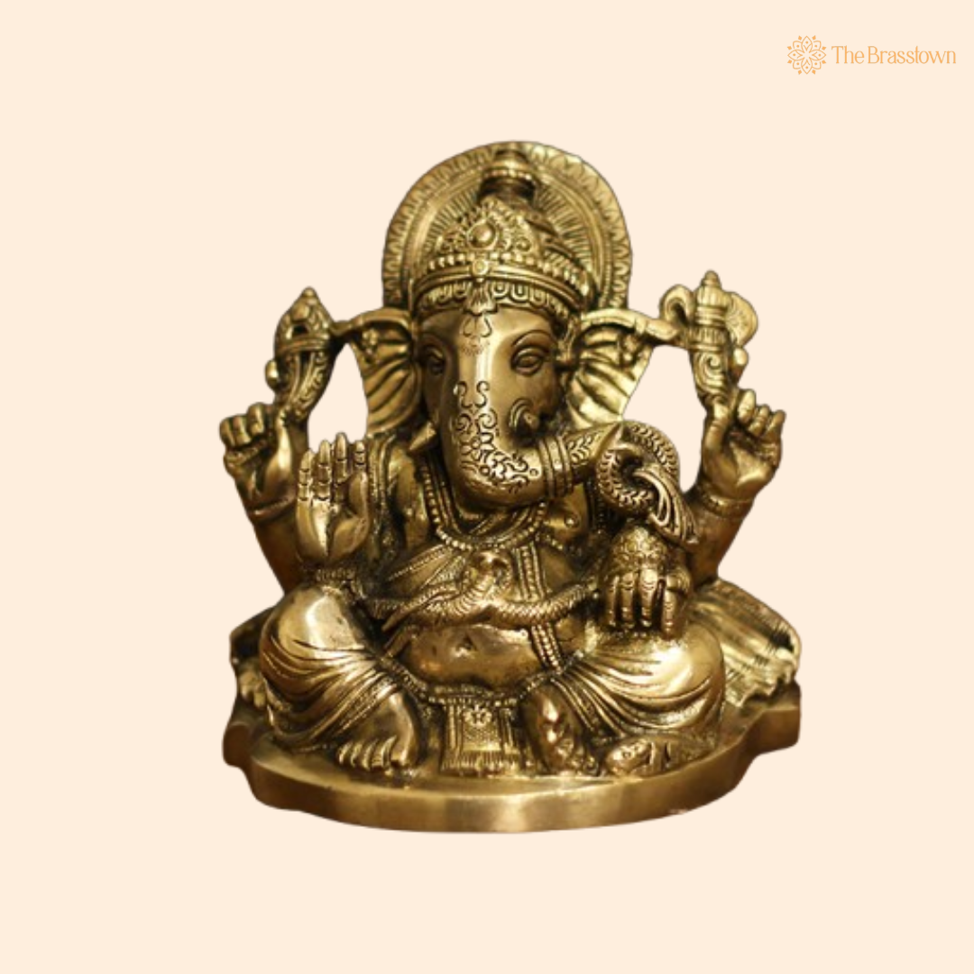 Handcrafted Brass Lord Ganesha Statue 6.25 Inch