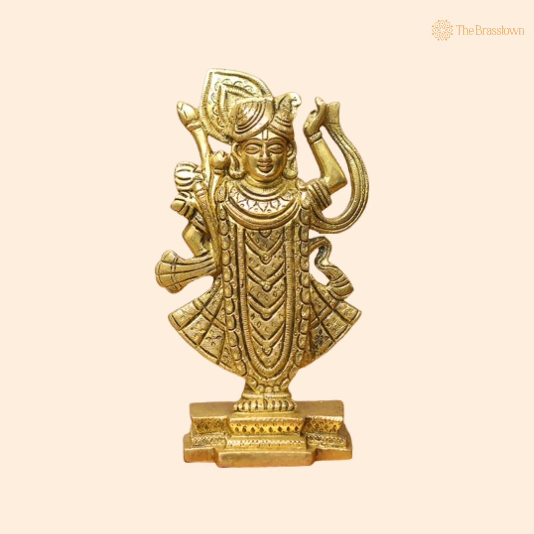 Handcrafted Brass Lord Krishna Idol with Intricate Detailing 7 Inch