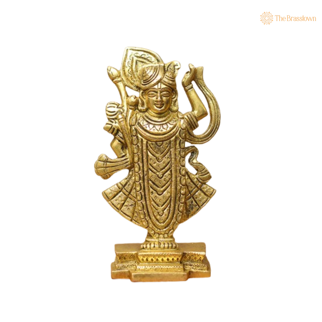 Handcrafted Brass Lord Krishna Idol with Intricate Detailing 7 Inch