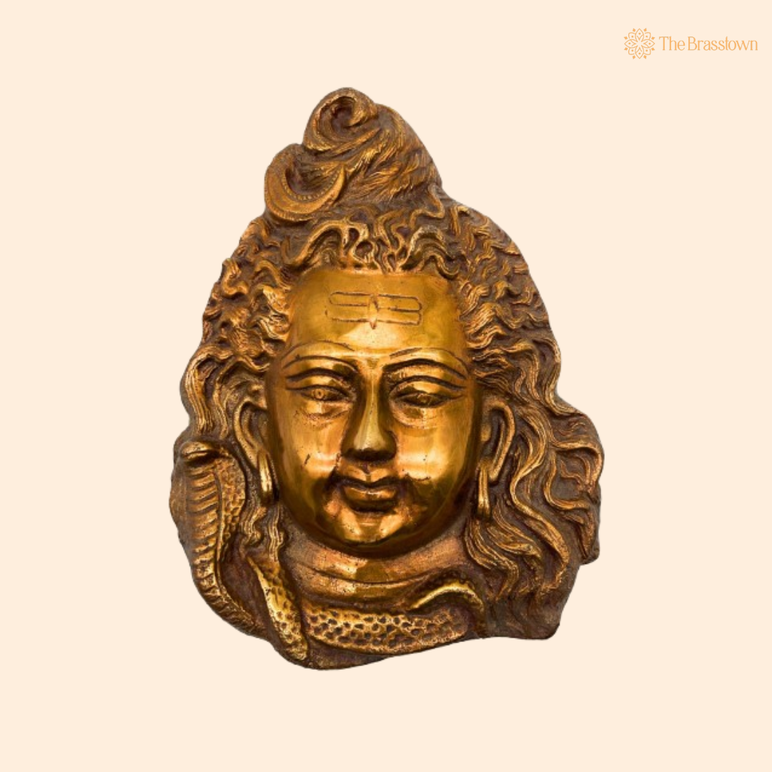 Handcrafted Brass Lord Shiva Wall Mask 8.5 Inch