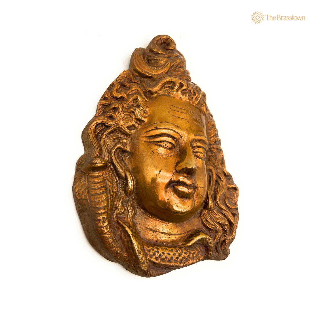 Handcrafted Brass Lord Shiva Wall Mask 8.5 Inch