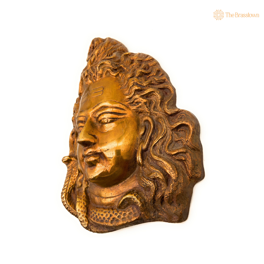 Handcrafted Brass Lord Shiva Wall Mask 8.5 Inch