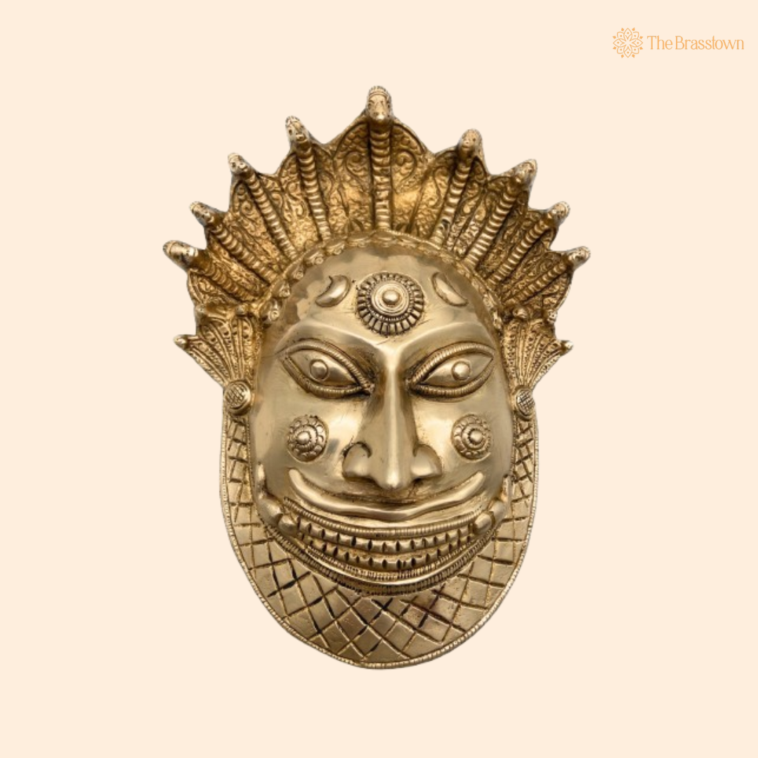 Handcrafted Brass Maha Kaal Bhairav Mask 8.5 Inch