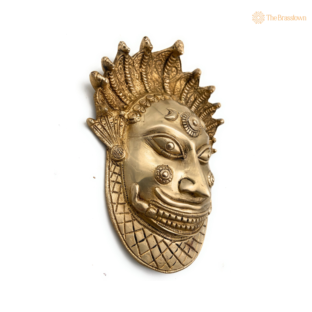 Handcrafted Brass Maha Kaal Bhairav Mask 8.5 Inch