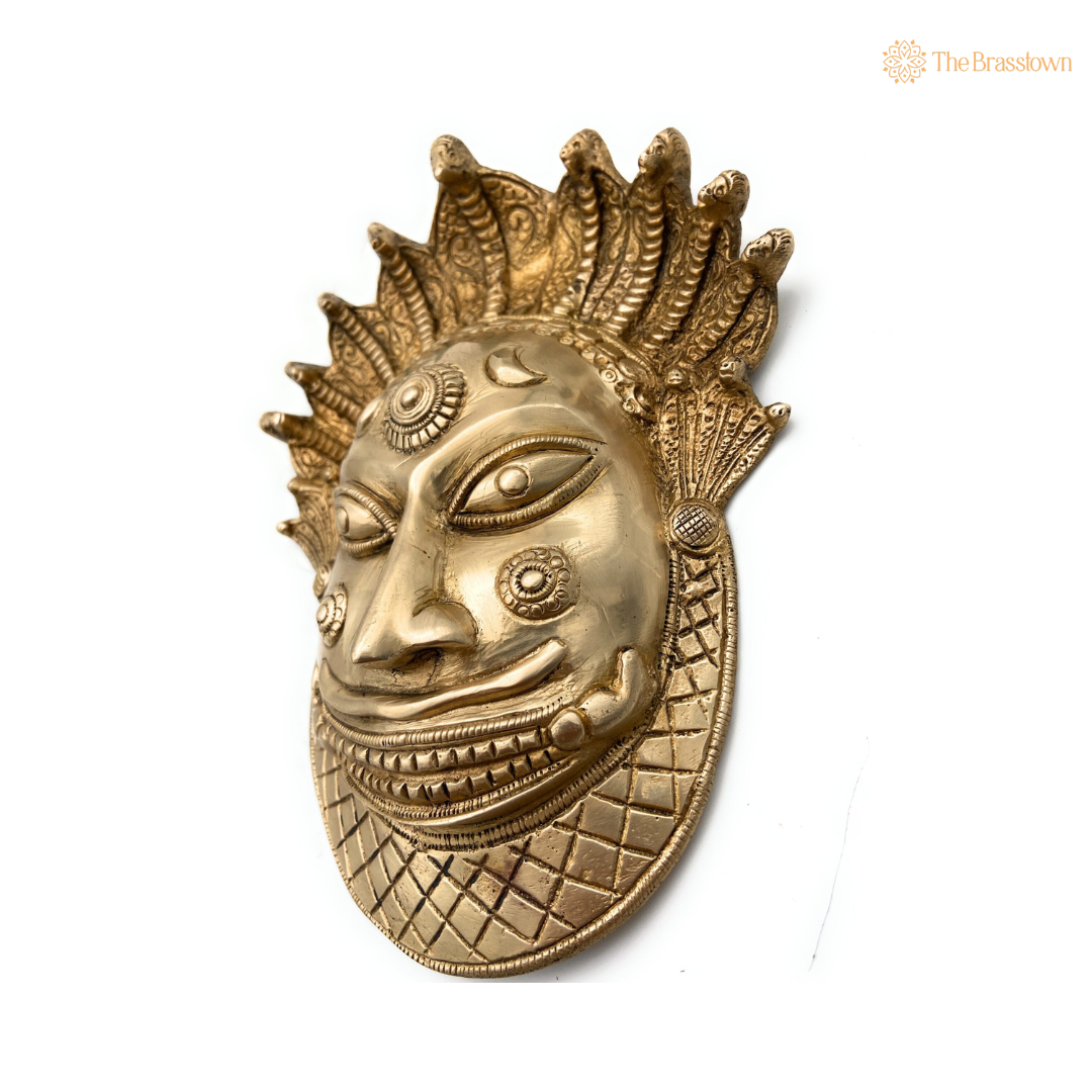 Handcrafted Brass Maha Kaal Bhairav Mask 8.5 Inch