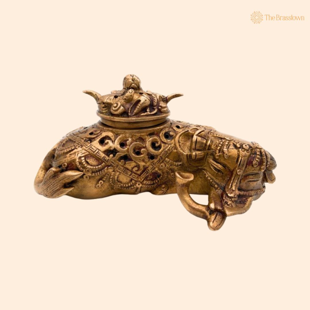 Handcrafted Brass Nandi Incense Burner 4 Inch