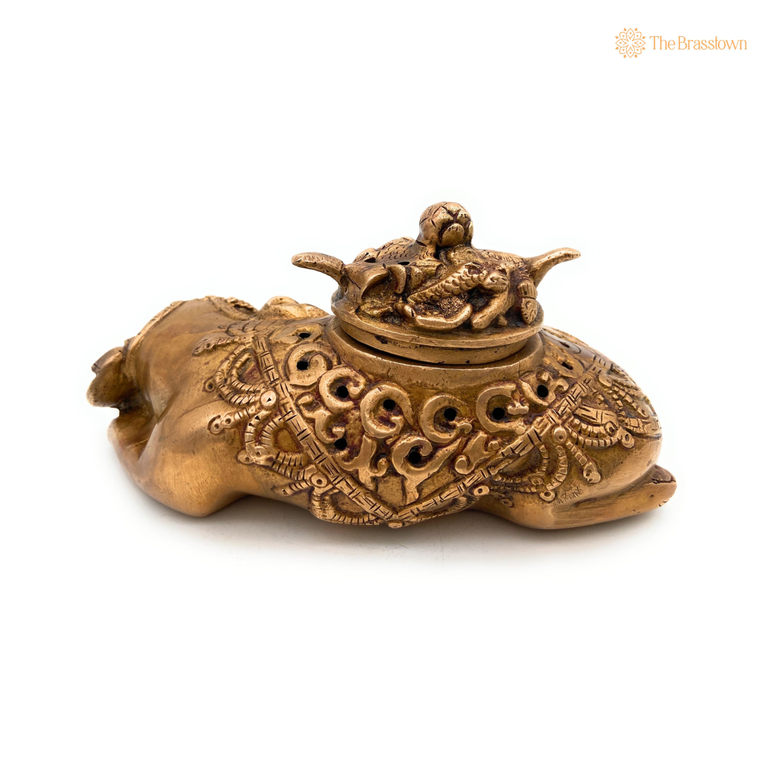 Handcrafted Brass Nandi Incense Burner 4 Inch