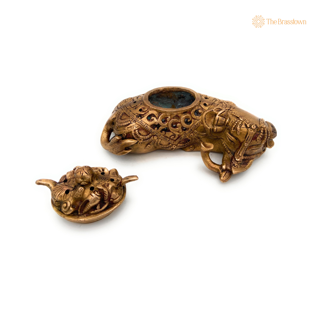 Handcrafted Brass Nandi Incense Burner 4 Inch
