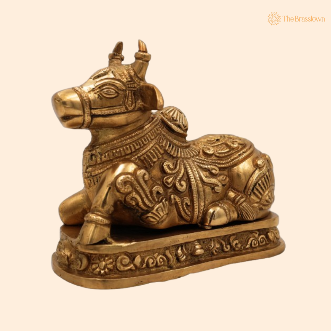 Handcrafted Brass Nandi Statue 6.5 Inch