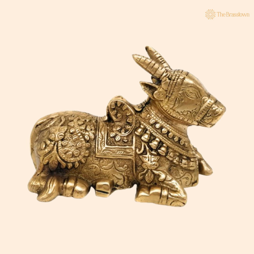 Handcrafted Brass Nandi Statue 4 Inch