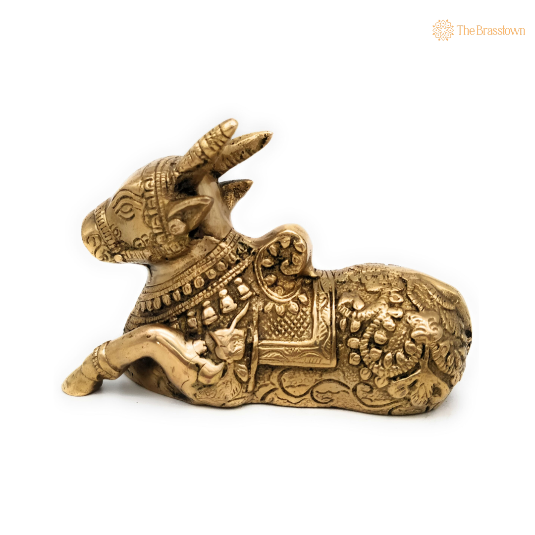 Handcrafted Brass Nandi Statue 4 Inch