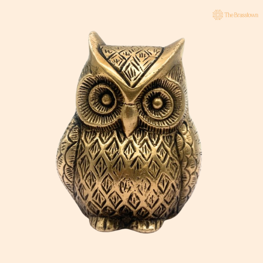 Handcrafted Brass Owl Figurine 3.5 Inch