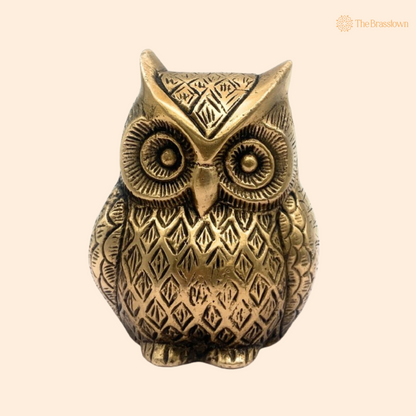 Handcrafted Brass Owl Figurine 3.5 Inch