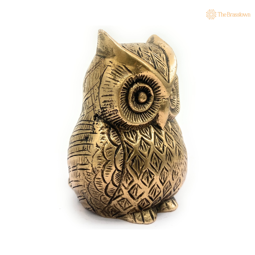 Handcrafted Brass Owl Figurine 3.5 Inch
