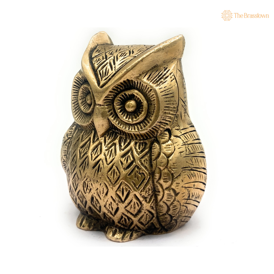 Handcrafted Brass Owl Figurine 3.5 Inch