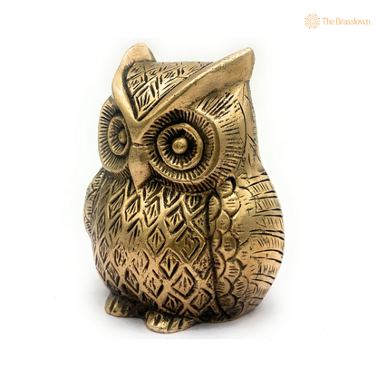 Handcrafted Brass Owl Figurine 3.5 Inch