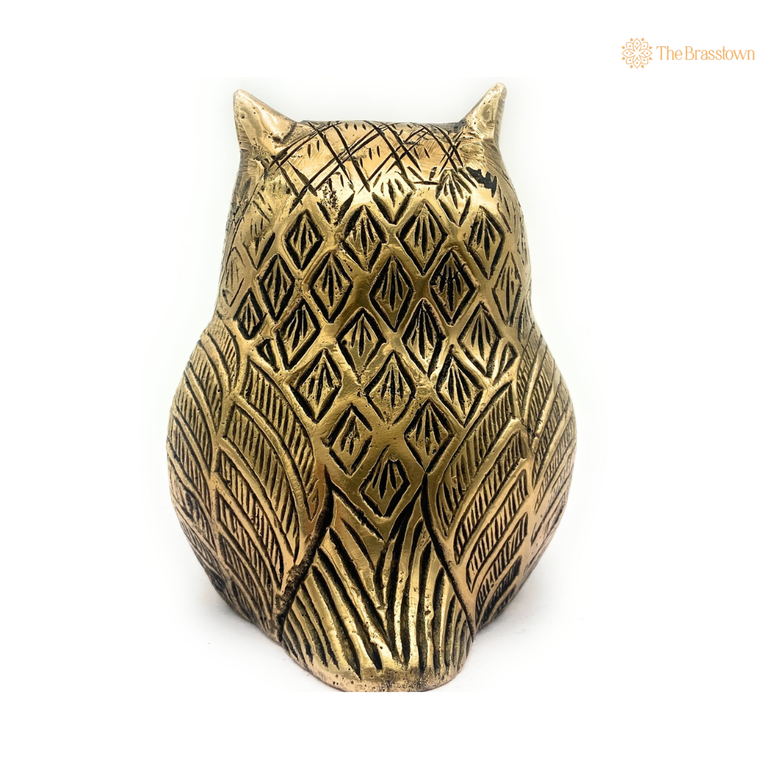 Handcrafted Brass Owl Figurine 3.5 Inch
