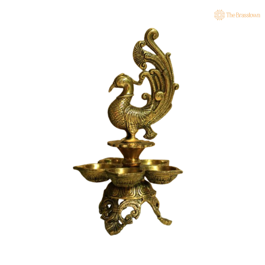 Handcrafted Brass Peacock Diya 12 Inch